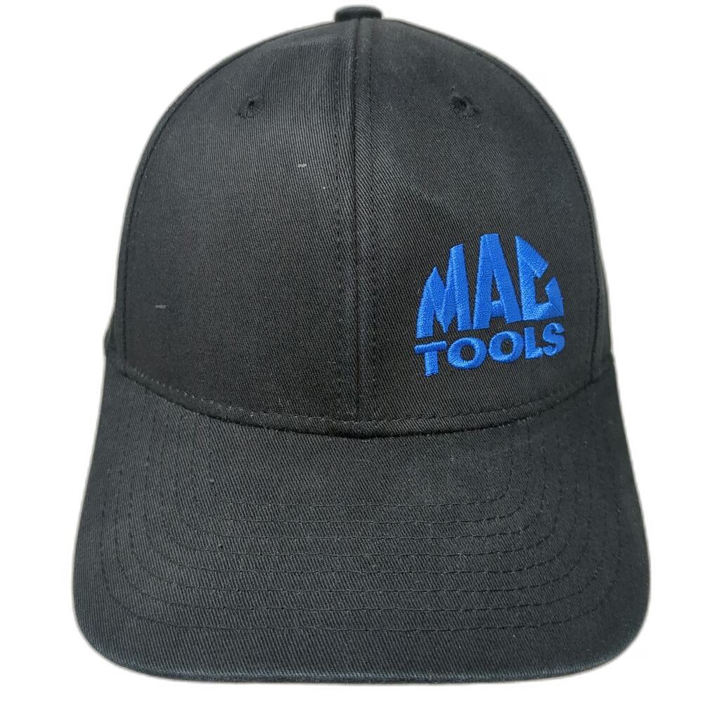 Mac Tools Snapback Hat Black One Size Blue Embroidery 6 Panel Cotton Adjustable